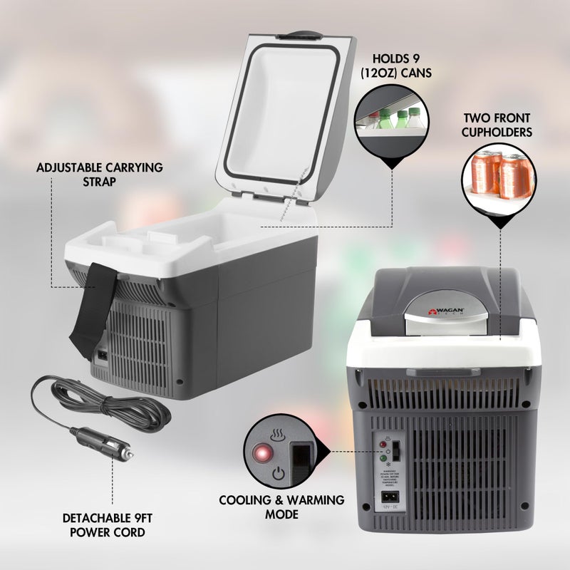 Wagan EL6206 12V 6 Quart Personal Thermoelectric, 6 Liter Capacity, Portable Electric Cooler Warmer with 12/24V DC, Small Fridge for Car, RV, and Camping Use, UL Listed - Image 2